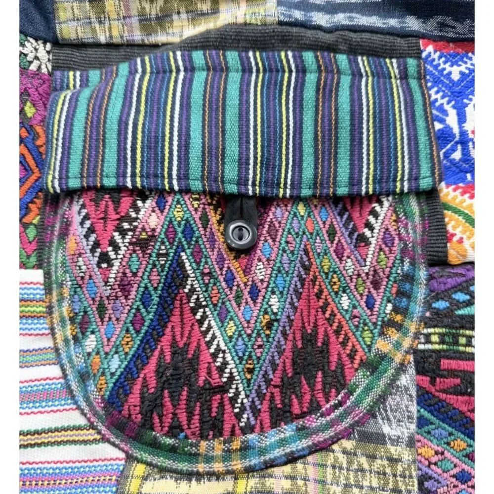 Boho Hippie Hobo Large Shoulder Bag Fabric Purse Patchwork Multicolors - Picture 8 of 8